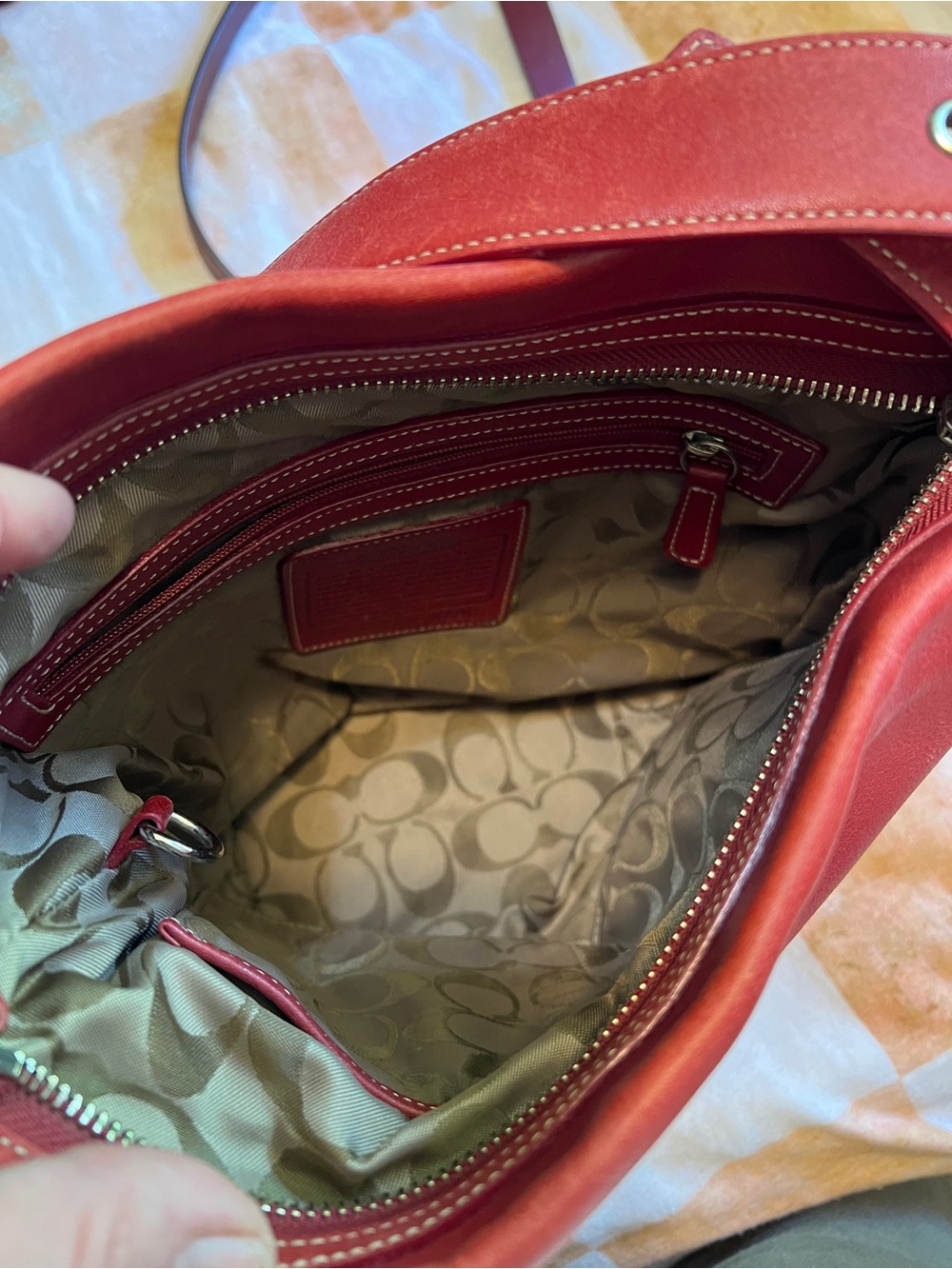 Coach Red Leather Shoulder Bag - Picture 7 of 13